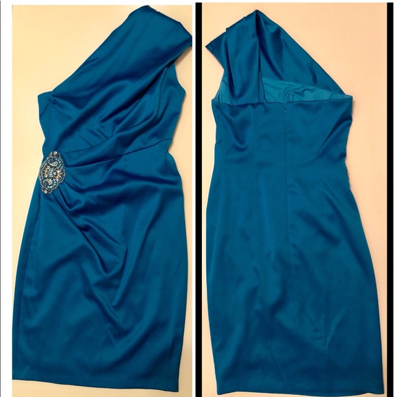 Jessica Howard Dresses & Skirts - Teal blue one shoulder dress size 6 Jessica Howard
